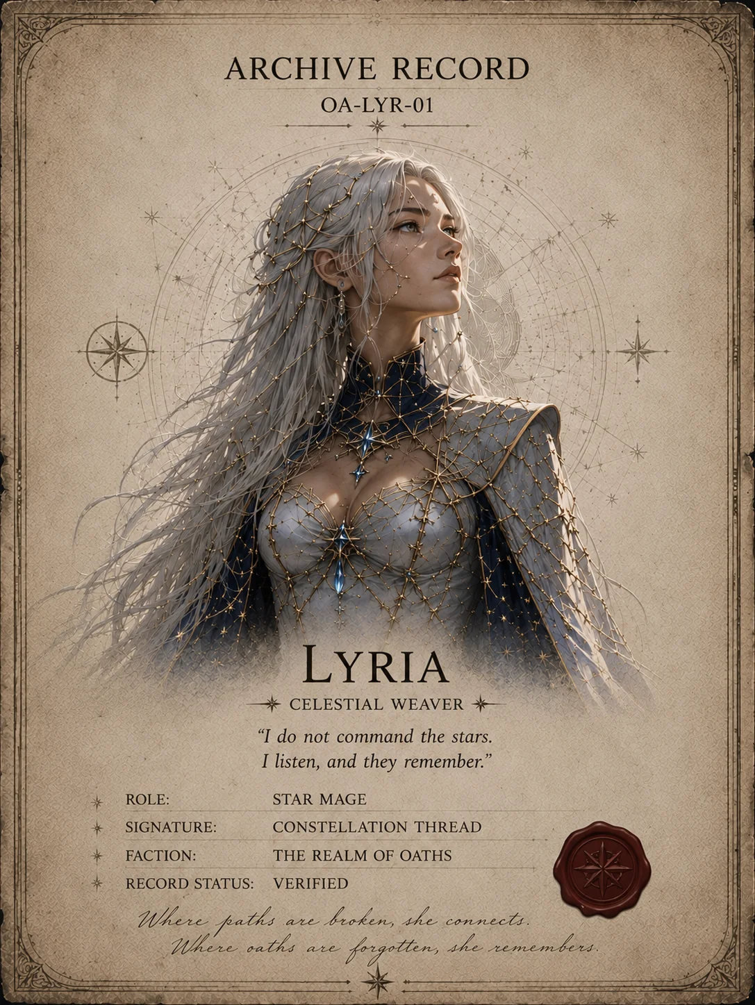 Archive record portrait of Lyria.